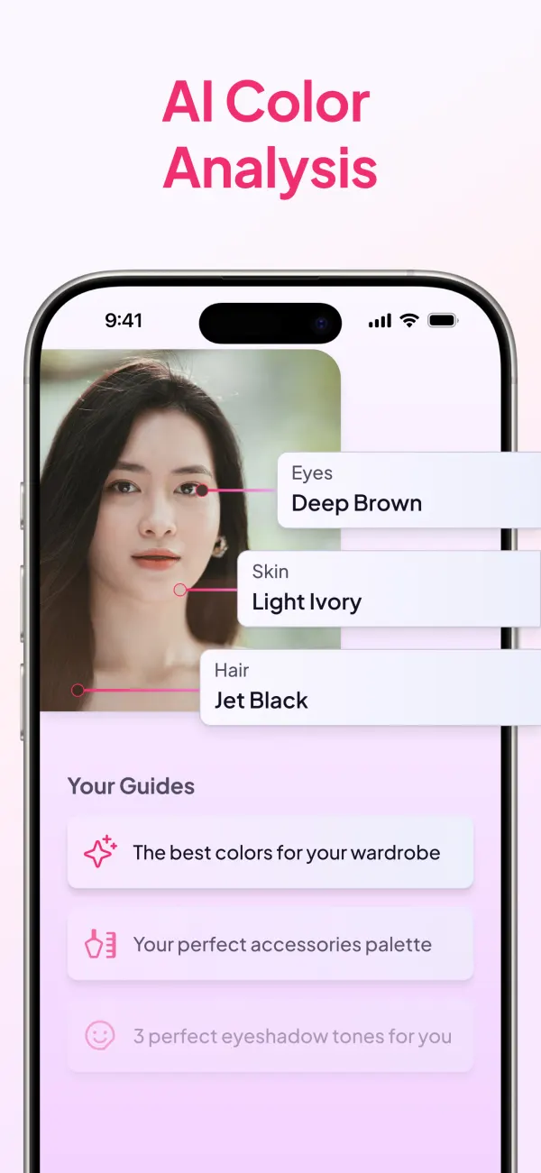 AI color analysis of eyes, skin and hair
